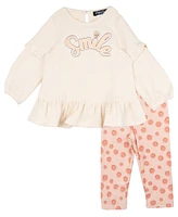 Rare Editions Baby Girl Smile Applique Outfit, 2-Piece Set