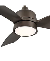 Casa Vieja 36" Verdin Modern Indoor Outdoor Ceiling Fan 3 Blade Led Light Remote Control Emperial Bronze Finish Brown Blades Bedroom Living Room Kitch