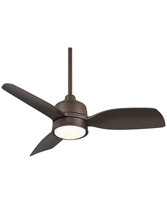 Casa Vieja 36" Verdin Modern Indoor Outdoor Ceiling Fan 3 Blade Led Light Remote Control Emperial Bronze Finish Brown Blades Bedroom Living Room Kitch