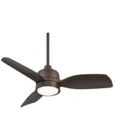 Casa Vieja 36" Verdin Modern Indoor Outdoor Ceiling Fan 3 Blade Led Light Remote Control Emperial Bronze Finish Brown Blades Bedroom Living Room Kitch