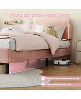 gaomon Twin Upholstered Bed Frame with Adjustable Headboard & Smart Led