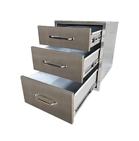 gaomon Outdoor Kitchen Drawer, 3-Layers Stainless Steel 18"x23"x23" Enclosed Built-in Flush Mount Outdoor Kitchen Access Drawer