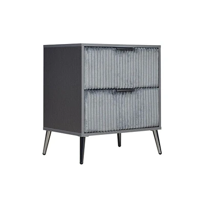 Slickblue Nightstand with 2 Ribbed Soft Upholstered Drawers for Stylish Storage