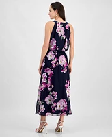 Robbie Bee Petite Printed Chiffon Halter Maxi Dress