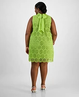 Robbie Bee Plus Mock-Neck Sleeveless Lace Shift Dress