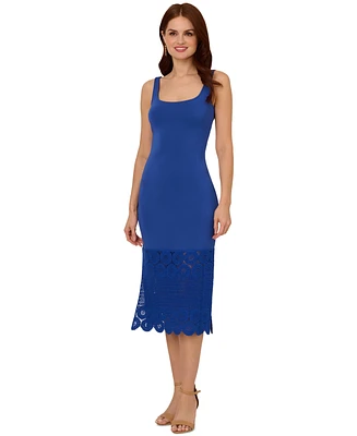 Adrianna by Papell Women's Crochet Midi Sheath Dress