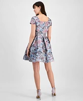 Tahari Petite Floral Jacquard Fit & Flare Dress