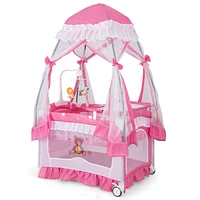 Costway Portable Baby Playpen Crib Cradle Changing Pad Mosquito Net Toys