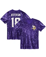 Outerstuff Women's Justin Jefferson Purple Minnesota Vikings Player Name Number V-Neck Fashion Jersey