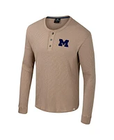 Colosseum Men's Tan Michigan Wolverines Great Outdoors Henley Long Sleeve Shirt