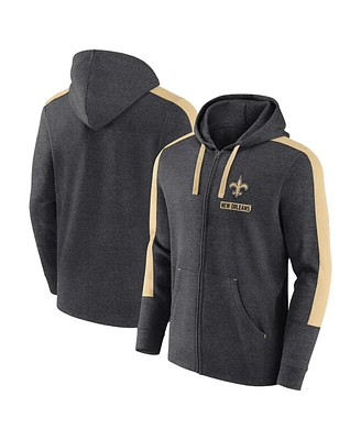 Fanatics Men's Heather Charcoal New Orleans Saints Gains Full-Zip Hoodie