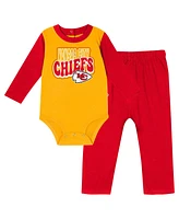 Outerstuff Baby Boys and Girls Red Kansas City Chiefs Double Up Long Sleeve Bodysuit and Pants Set