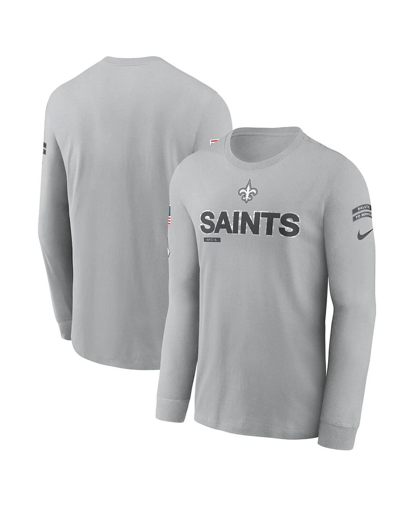 Nike Men's Gray New Orleans Saints 2024 Salute To Service Long Sleeve T-Shirt