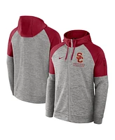 Nike Men's Heather Gray Usc Trojans Fitness Raglan Performance Full-Zip Hoodie