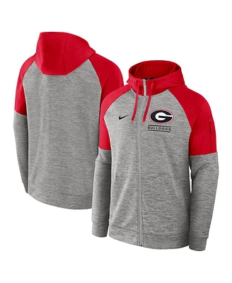 Nike Men's Heather Gray Georgia Bulldogs Fitness Raglan Performance Full-Zip Hoodie