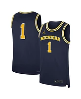 Jordan Men's Navy Michigan Wolverines Road Replica Basketball Jersey