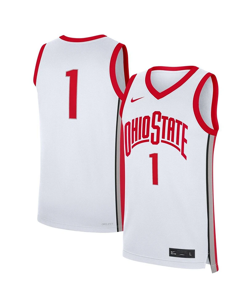 Nike Men's 1 White Ohio State Buckeyes Home Replica Jersey