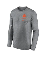 Nike Men's Heather Gray Clemson Tigers Primary Stack Legend Long Sleeve T-Shirt