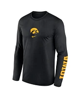 Nike Men's Black Iowa Hawkeyes Primetime Center Lockup Two-Hit Legend Long Sleeve T-Shirt