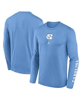 Jordan Men's Carolina light Blue North Tar Heels Primetime Center Lockup Two-Hit Legend Long Sleeve T-Shirt