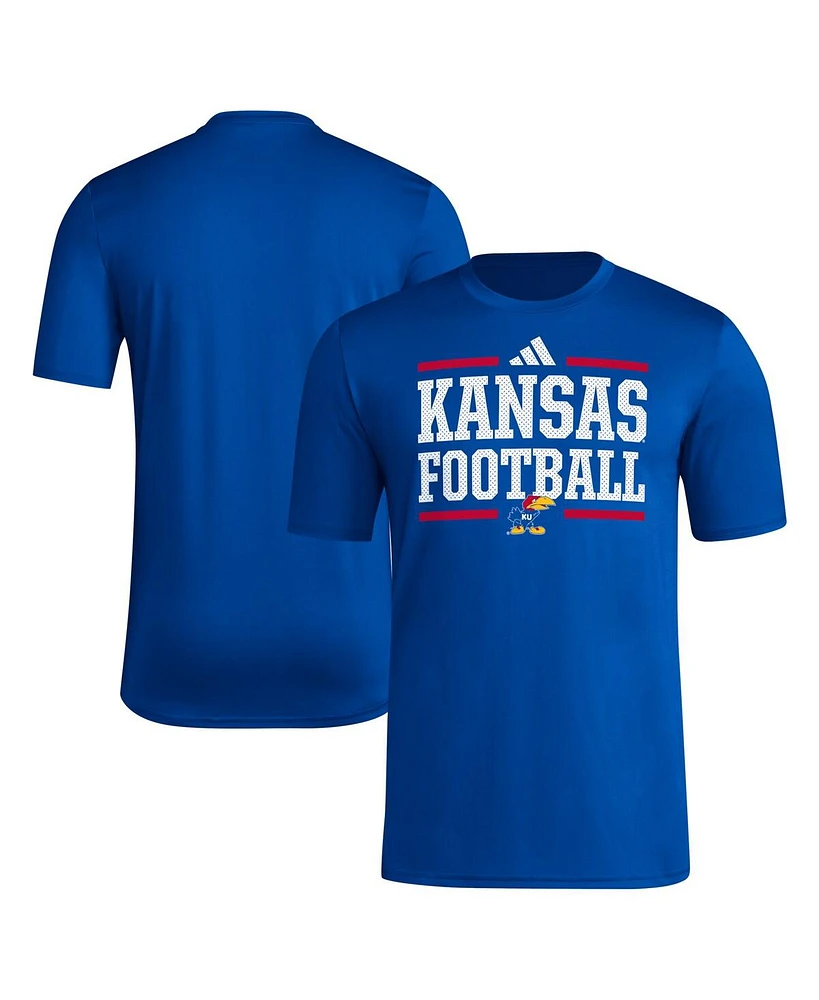 Adidas Men's Royal Kansas Jayhawks Locker Football Pre-Game Aeroready T-Shirt