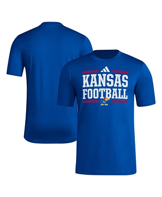 Adidas Men's Royal Kansas Jayhawks Locker Football Pre-Game Aeroready T-Shirt