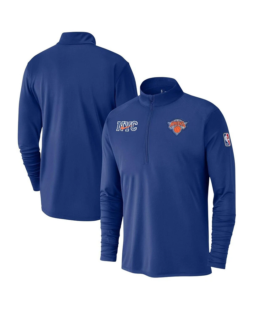 Nike Men's Blue New York Knicks 2024/25 City Edition Authentic Coaches Performance Half-Zip Top