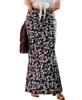 Cupshe Women's Black & White Floral Butterfly Maxi Skirt