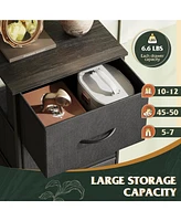 Wlive Fabric Dresser 5-Drawer Tall for Bedroom Storage Organizer with Bins Wood Top Sturdy Steel Frame Chest of Drawers Clo
