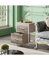 Wlive Nightstand 2 Drawer Dresser for Bedroom Small with Drawers Bedside Furniture Night Stand End Table Fabric Bins Closet
