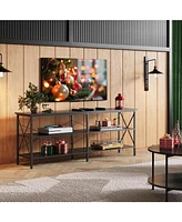 Wlive Tv Stand for 65 70 inch Entertainment Center with Storage Industrial Console Living Room Long 63" Cabinet Metal Frame