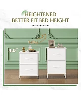 Wlive Nightstand with 2 Drawers Bedside Furniture Night Stand Small Dresser for Bedroom College Dorm End Table Fabric Bins Dormitory