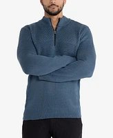 X-Ray Men's Mock Neck Texture Quarter Zip Knitted Sweater