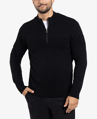 X-Ray Men's Mock Neck Texture Quarter Zip Knitted Sweater