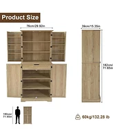 gaomon Kitchen Storage Cabinet with Doors and Shelves, Small Food Storage Cupboard with Large Drawer for Dining Room, Living Room, Bathroom, Laundry