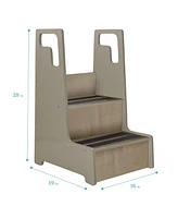 ECR4Kids Girls Reach-Up Step Stool with Handles, Grey Wash