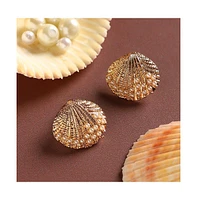 Sohi Pearl Seashell Stud Earrings