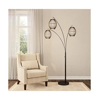 Slickblue Modern Mid-Century Arch Floor Lamp with 3 Barrel Lights for Stylish Lighting