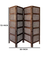 Slickblue Decorative Four-Panel Room Divider with Circular Cutout Design for Elegant and Stylish Space Separation