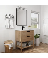 Slickblue Bathroom Vanity Made of Plywood with 2 Drawers for Efficient Storage