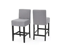 The Pop Home 26 Inch Grey Counter Stools (Set of 2) for Kitchen & Home Bar-The Pop Home