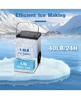 Jinjunye Nugget Ice Maker Countertop, 40LBS/Day, Timer, 2 Way Add Water