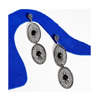 Sohi Intricate Stone Oval Long Drop Earrings