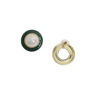 Sohi Enamel Pearl Stud Earrings