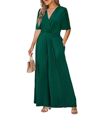 Cupshe Women's V-Neck Emerald Enchantment Jumpsuit