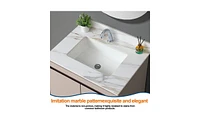 Slickblue Marble Bathroom Vanity Top with Undermount Rectangular Sink for Elegant Style