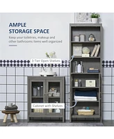 Slickblue Bathroom Cabinet with Integrated Laundry Basket for Space-Saving Storage