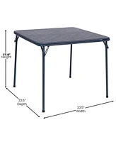 Skonyon Black 34 inch Portable Square Folding Table with Pu Soft Cushion for Living Room, Office, Camping