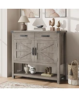 gaomon Farmhouse Entryway Table with 2-Door Cabinet & 2 Drawers, Wood Console Table with Storage, Coffee Bar Cabinet