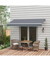 Outsunny 10' x 8' Manual Retractable Awning Sun Shade Shelter, Dark